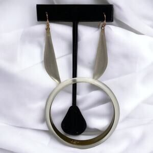 Alexis Bittar Clear and Gold Lucite Bangle Bracelet and Earrings Jewelry Set
